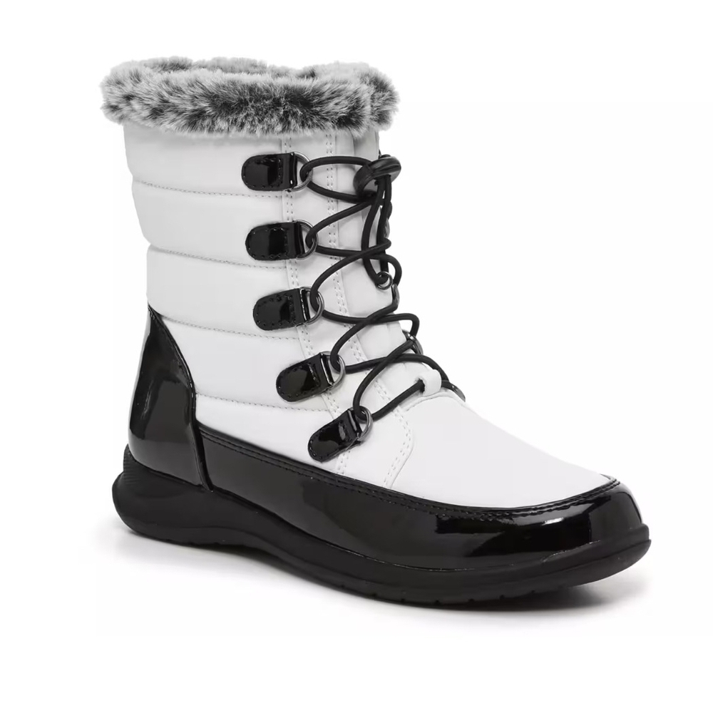 totes Jaycee Winter Snow Boots Womens Size 8.5 White Quilted Upper